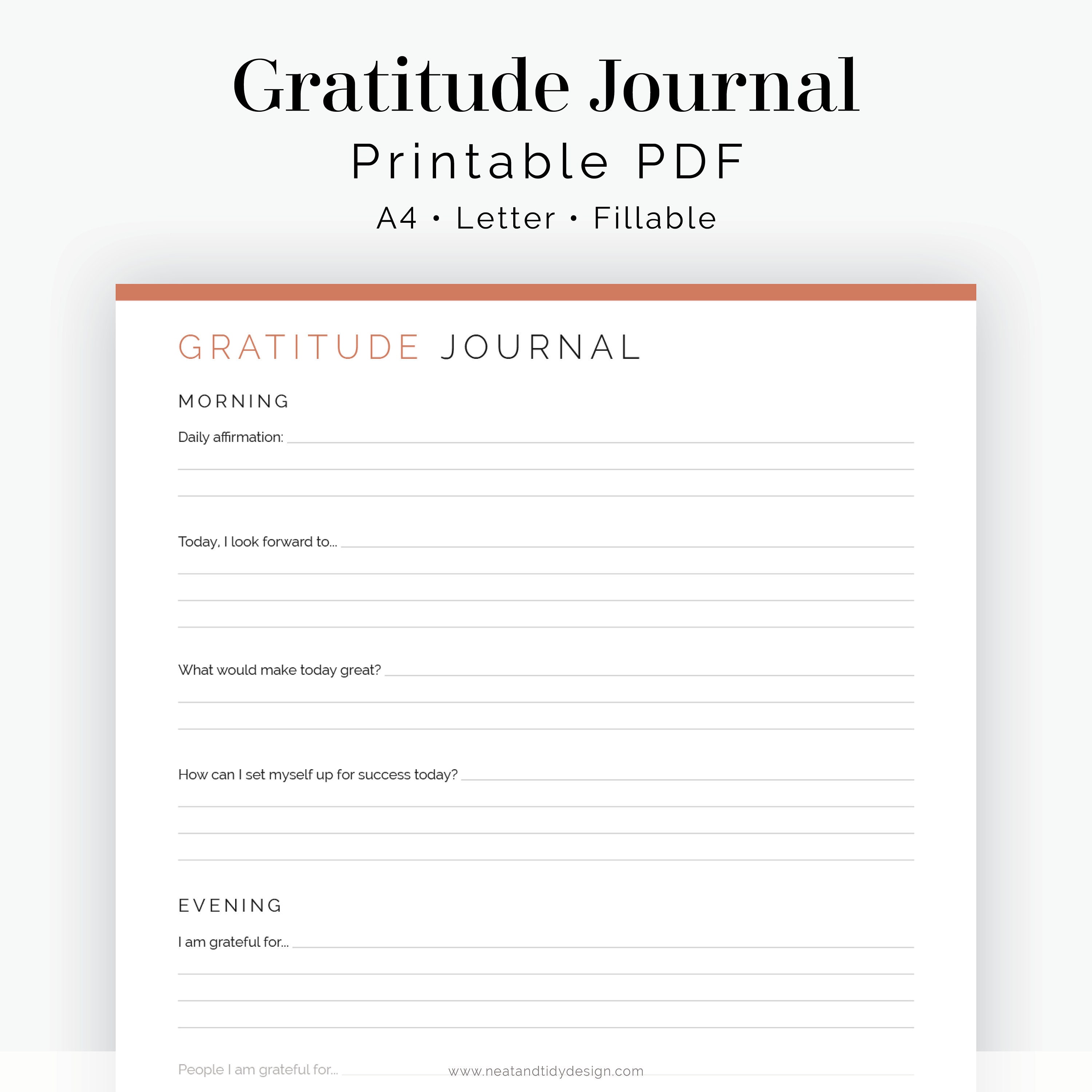 Gratitude Journal 2 Layouts Fillable Printable PDF Journaling, New Year  Resolution Mental Health, Self-improvement 