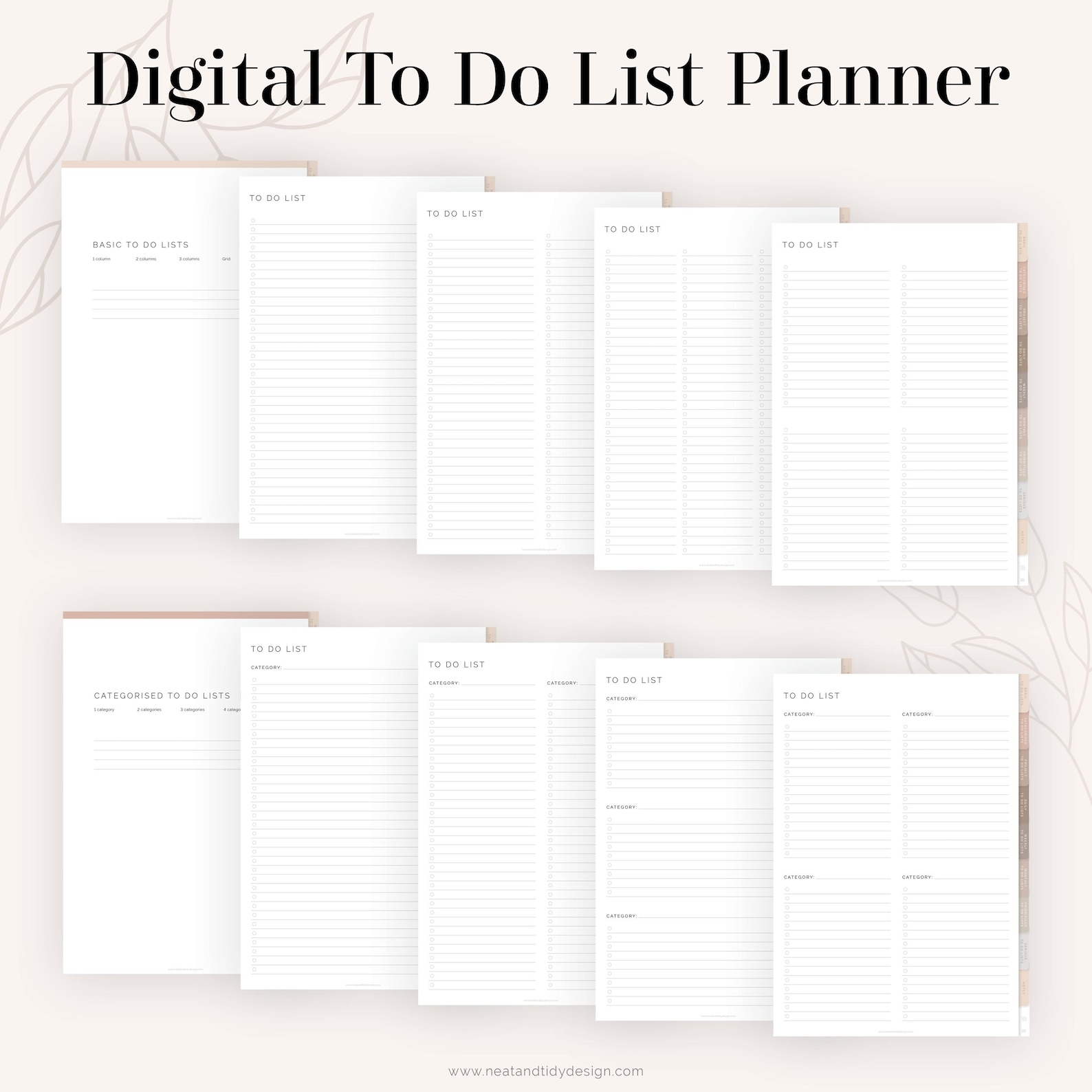 Digital to Do List Planner for Goodnotes & Notability, Neutral Task ...