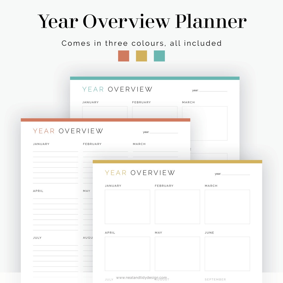 Year Overview Planner Fillable Printable PDF Time - Etsy