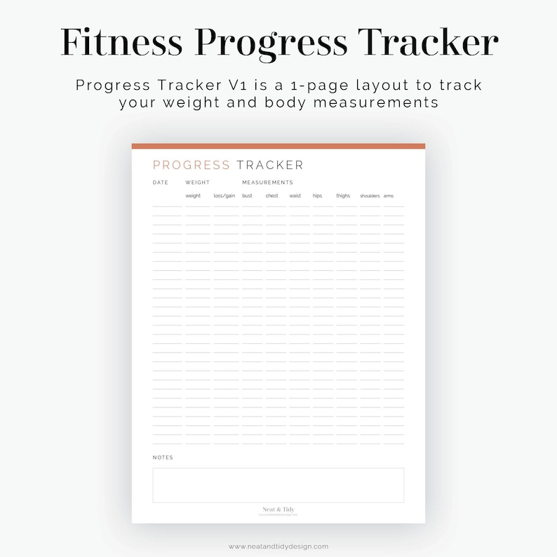 Fitness Progress Tracker 2 Layouts Fillable Printable Etsy
