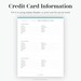 Credit Card Information - Fillable - Printable PDF - Finance Planner ...