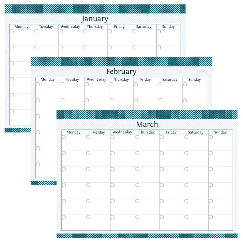 12 Month Calendar Fillable Printable PDF Printable Etsy