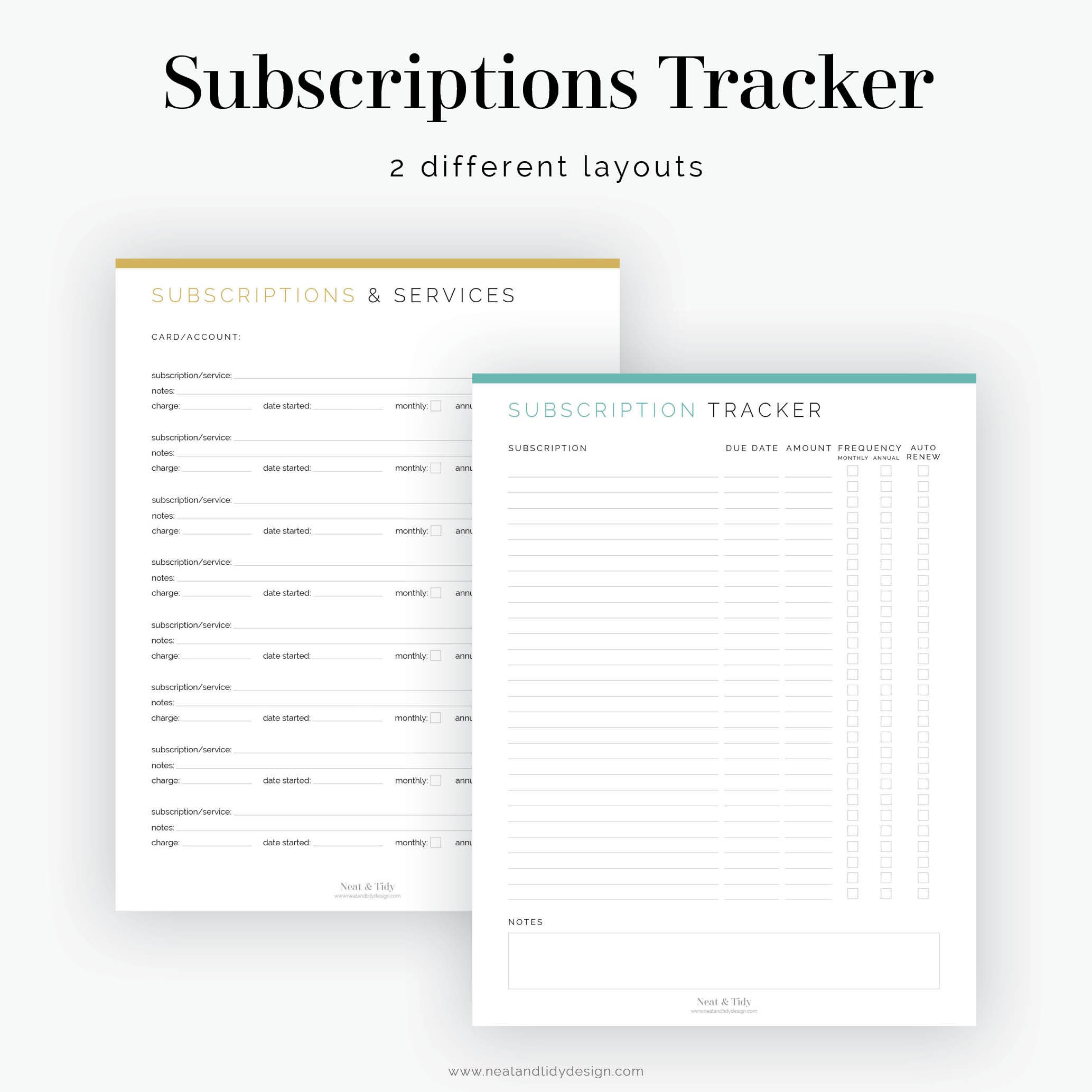 Servicetracker Pdf Subscriptions & Services Tracker (2 Layouts) - Fillable - Printable PDF ...