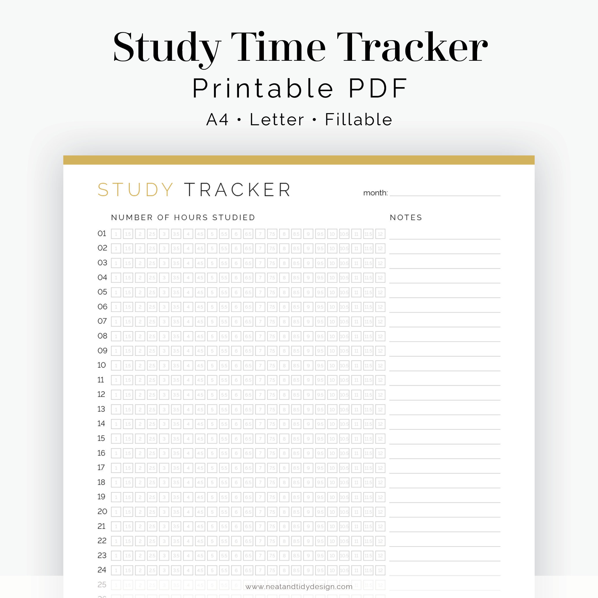 Study Time Tracker Fillable Printable PDF Student Planner, High School ...