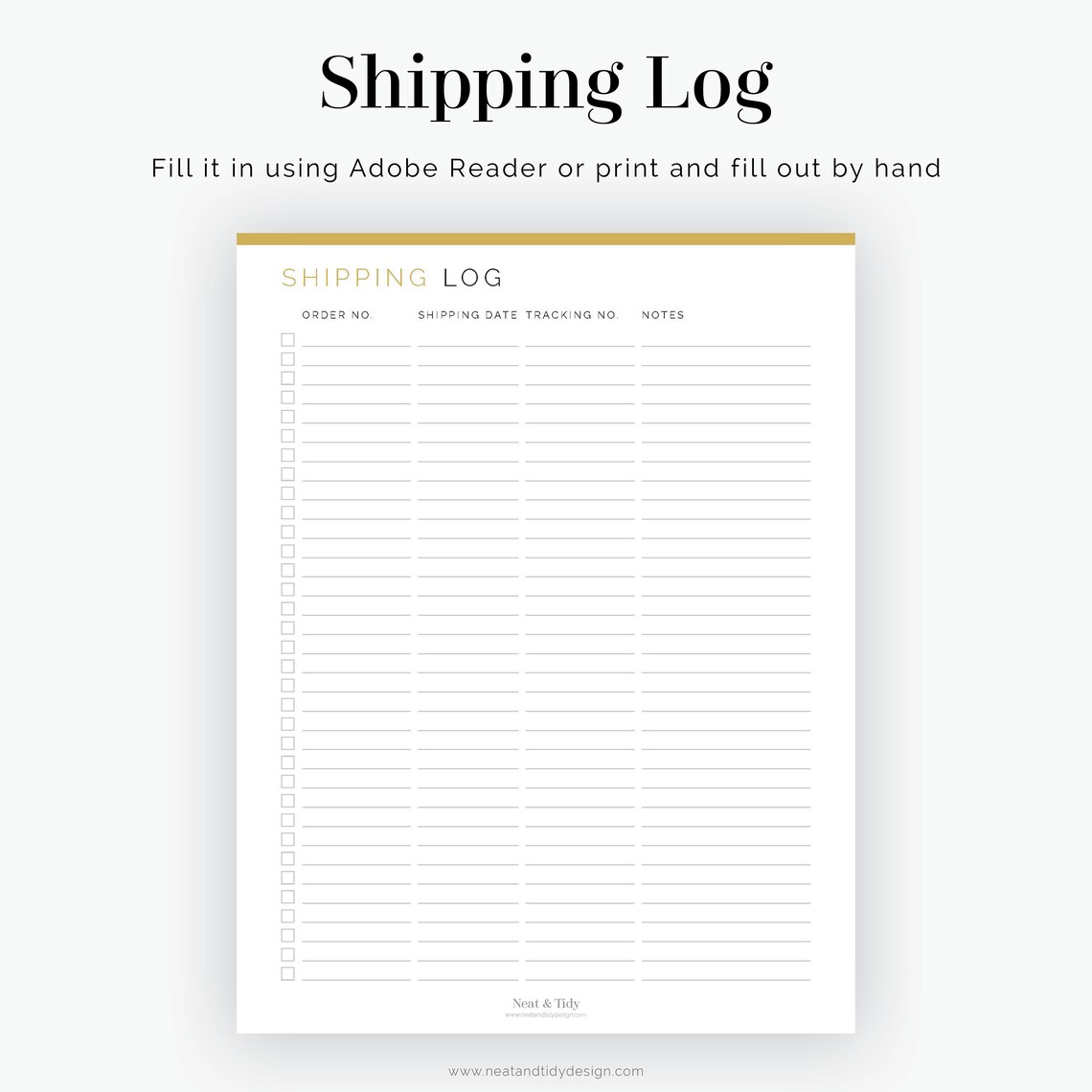 Shipping Log Fillable Printable PDF Business Planner Etsy Australia