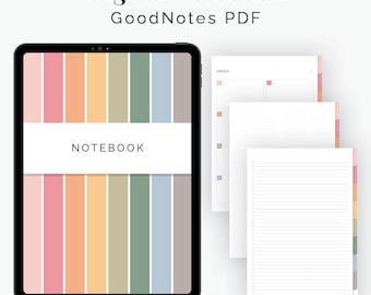Digital Tabbed Notebook for GoodNotes (Portrait) - Hyperlinked Tabs (8 tabs) - Digital Colorful Rainbow Flexible Notebook - Instant Download