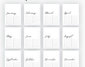 Printable Perpetual Wall Calendar (Brush Script) - Printable PDF - Time Tracker & Planner - Modern Calendar- Instant Download