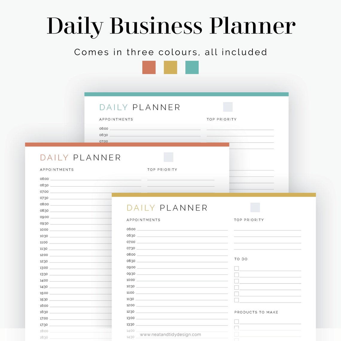 Daily Business Planner Fillable Printable PDF Time Tracker, Daily ...