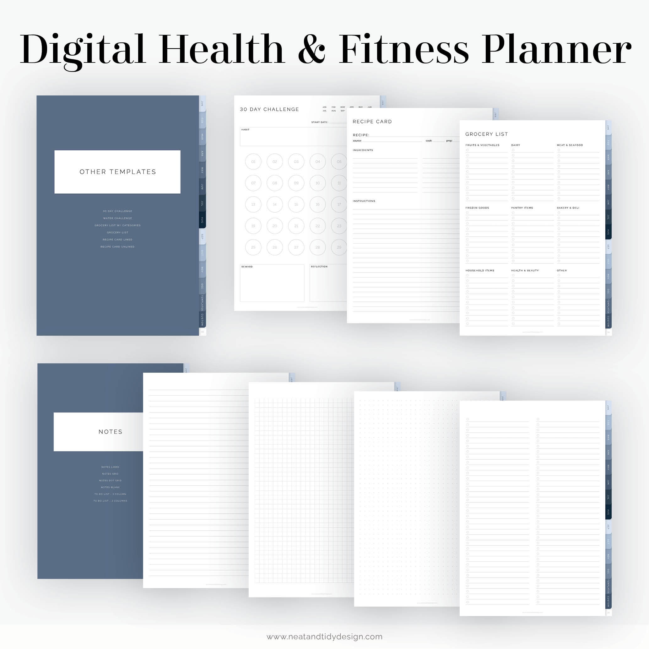Digital Health & Fitness Planner for Goodnotes portrait - Etsy