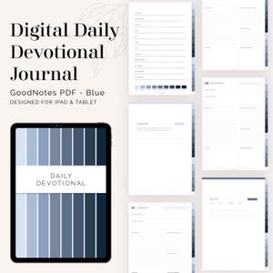 Digital daglig andaktsjournal för GoodNotes (blå) - Hyperlänkade flikar - Trosplanerare, bönejournal - Omedelbar nedladdning