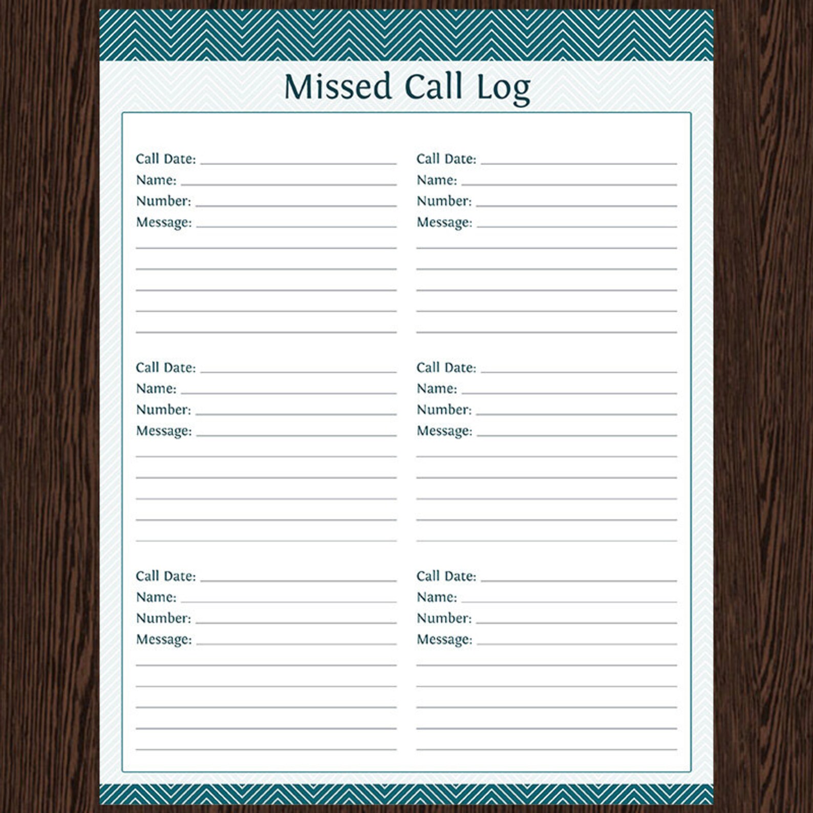 Missed Call Log Fillable PDF Printable Household Organizer Etsy