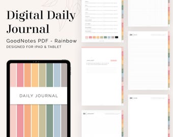 Diario digital para GoodNotes (vertical): diario digital colorido con hipervínculos (rayado, en blanco, cuadrícula, cuadrícula de puntos) - Descarga instantánea