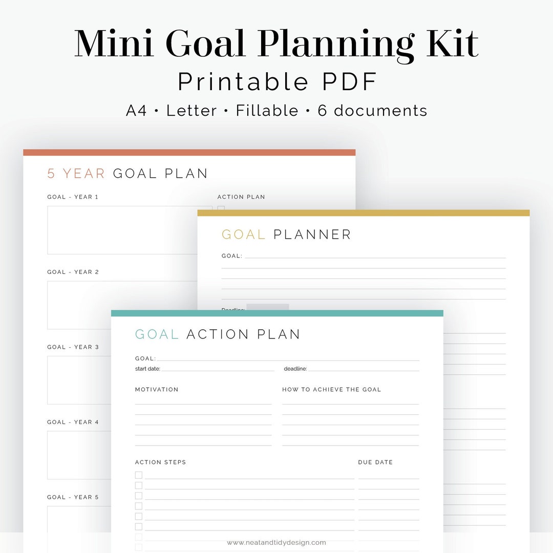 Mini Goal Planning Kit (6 Documents) - Fillable - Printable PDF - New ...