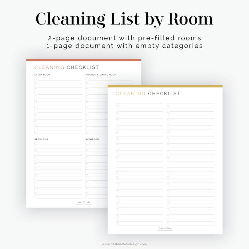 Cleaning Checklist by Room Fillable Printable PDF Household Binder, Cleaning Kit Instant Download image 2