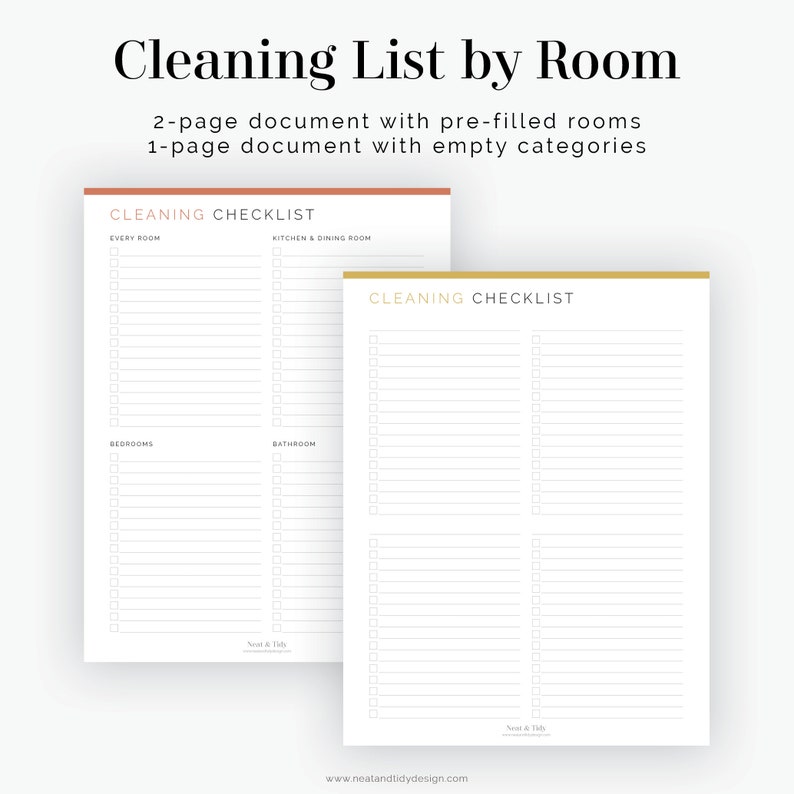 Cleaning Checklist by Room - Fillable - Printable PDF - Household ...