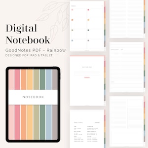 Digital Tabbed Notebook for GoodNotes (Portrait) - Hyperlinked Tabs (8 tabs) - Digital Colorful Rainbow Flexible Notebook - Instant Download