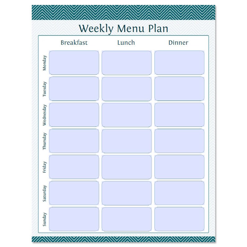 weekly menu planner fillable printable pdf instant etsy