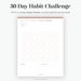 30-day Habit Challenge Tracker Fillable Printable PDF - Etsy