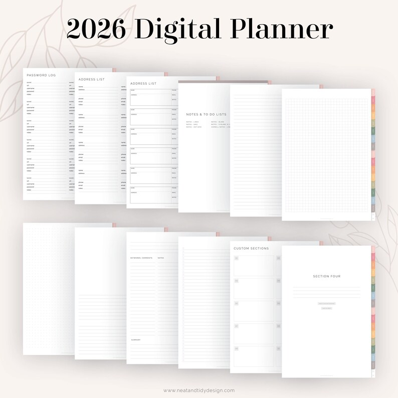 2026 Digital Hyperlinked Planner for Goodnotes & Notability | Dated ...
