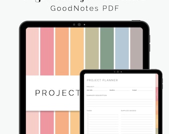 Digital Project Planner for GoodNotes (Rainbow) - Hyperlinked Tabs - Productivity Planner (Portrait) - Instant Download