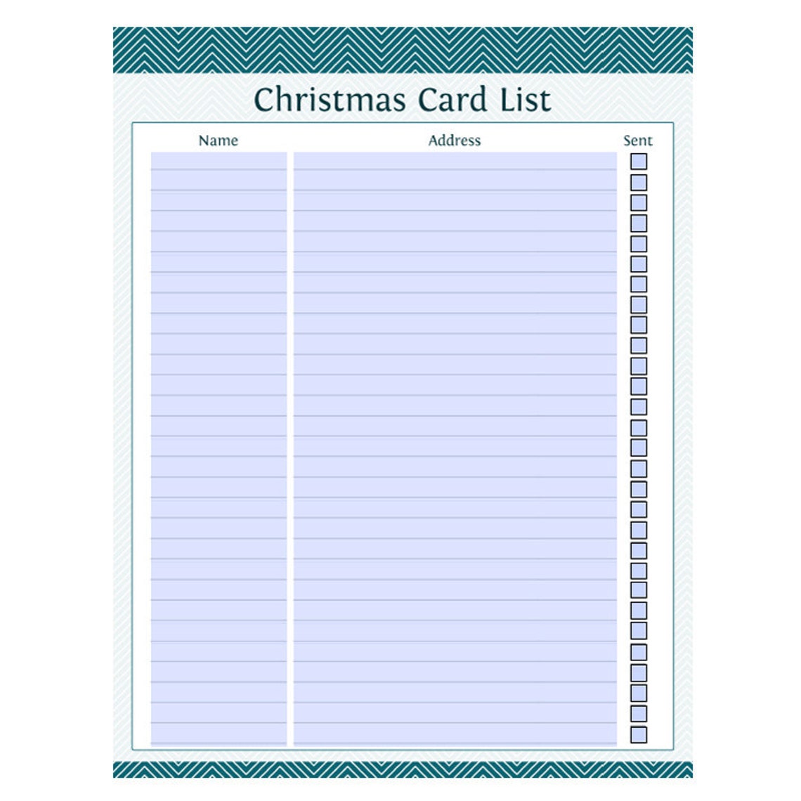 Christmas Card List Fillable Printable PDF Instant | Etsy