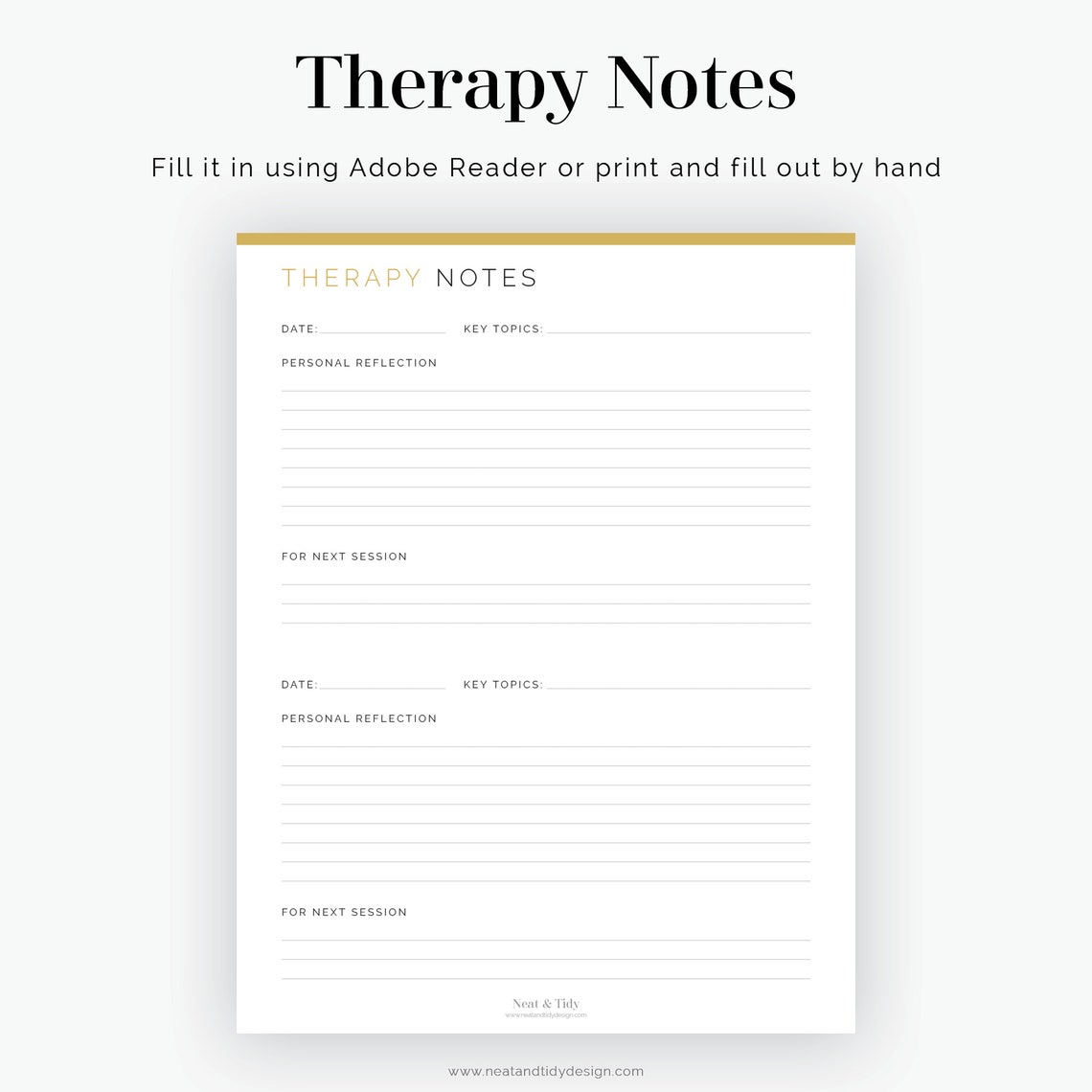 Therapy Session Pages Intro Therapy Session Notes - Fillable - Printable PDF - Mental Health ...