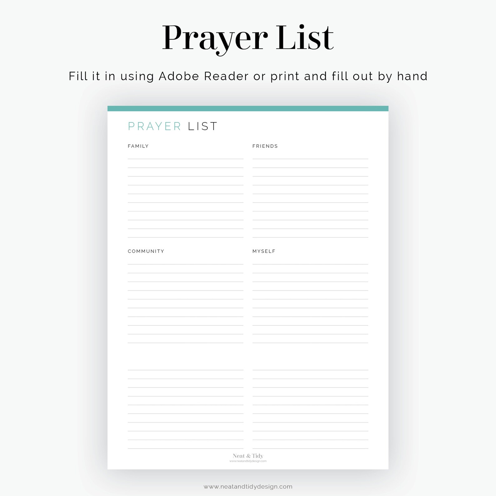 Prayer List 2 Layouts Fillable Printable PDF Daily Devotional Practice ...