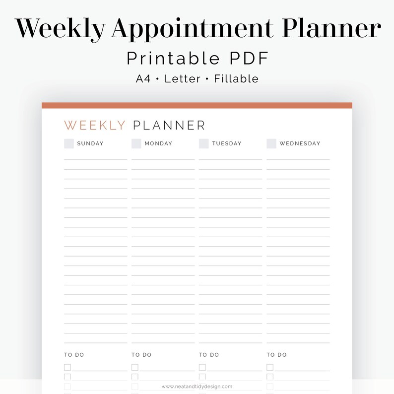 Weekly Appointment Planner Fillable Printable PDF Time Management, Productivity Planner Business Planner Instant Download image 1