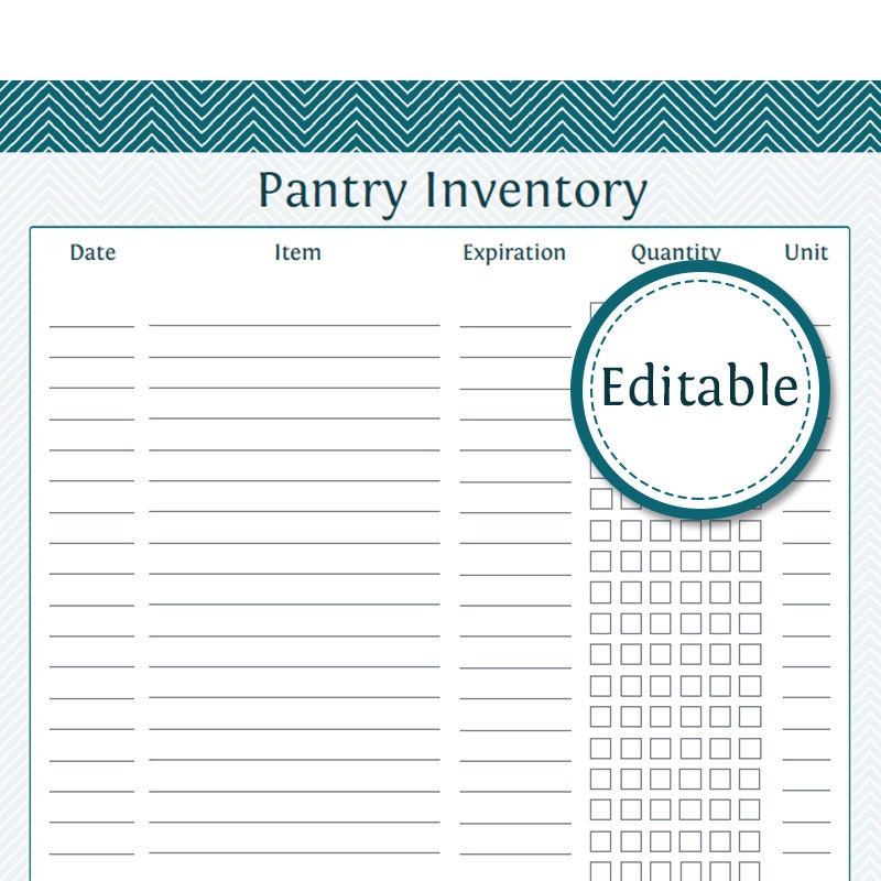 Pantry Inventory List Fillable Printable PDF Instant Etsy