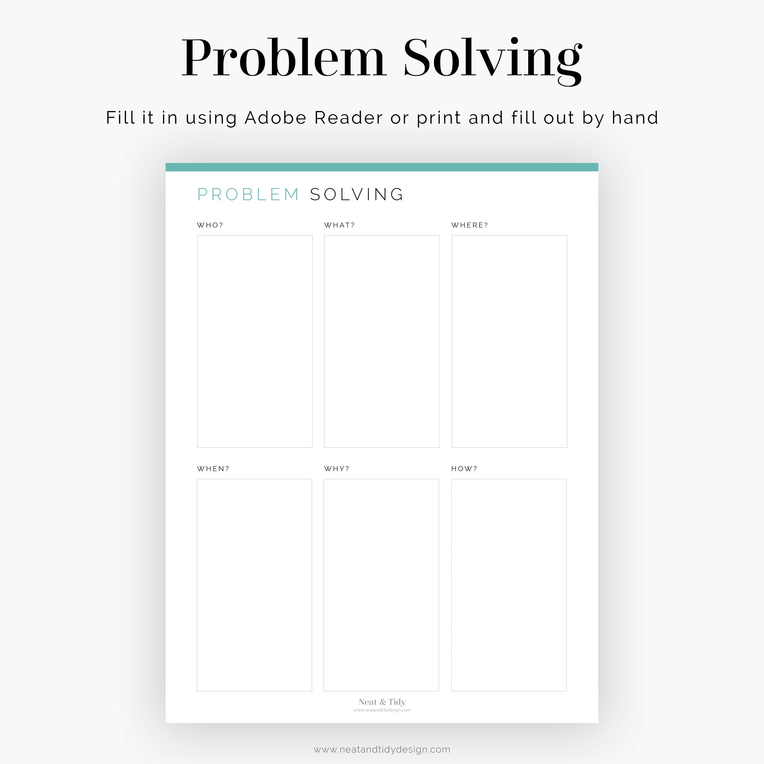 Problem Solving Worksheets - 5W1H and SCAMPER Methods - Fillable ...