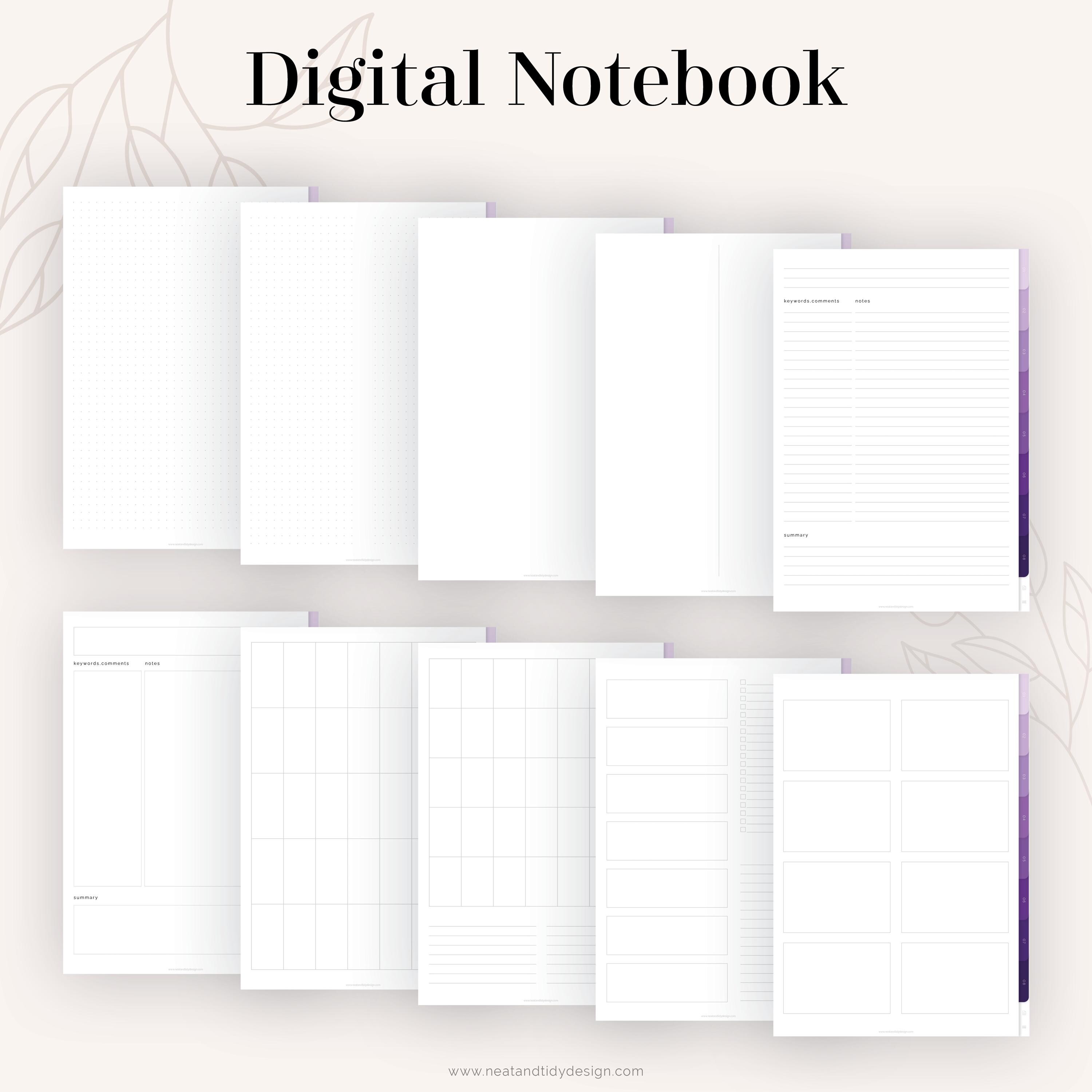 Tabbed Notebook.pdf Purple Digital Tabbed Notebook for Goodnotes (portrait) | Hyperlinked ...