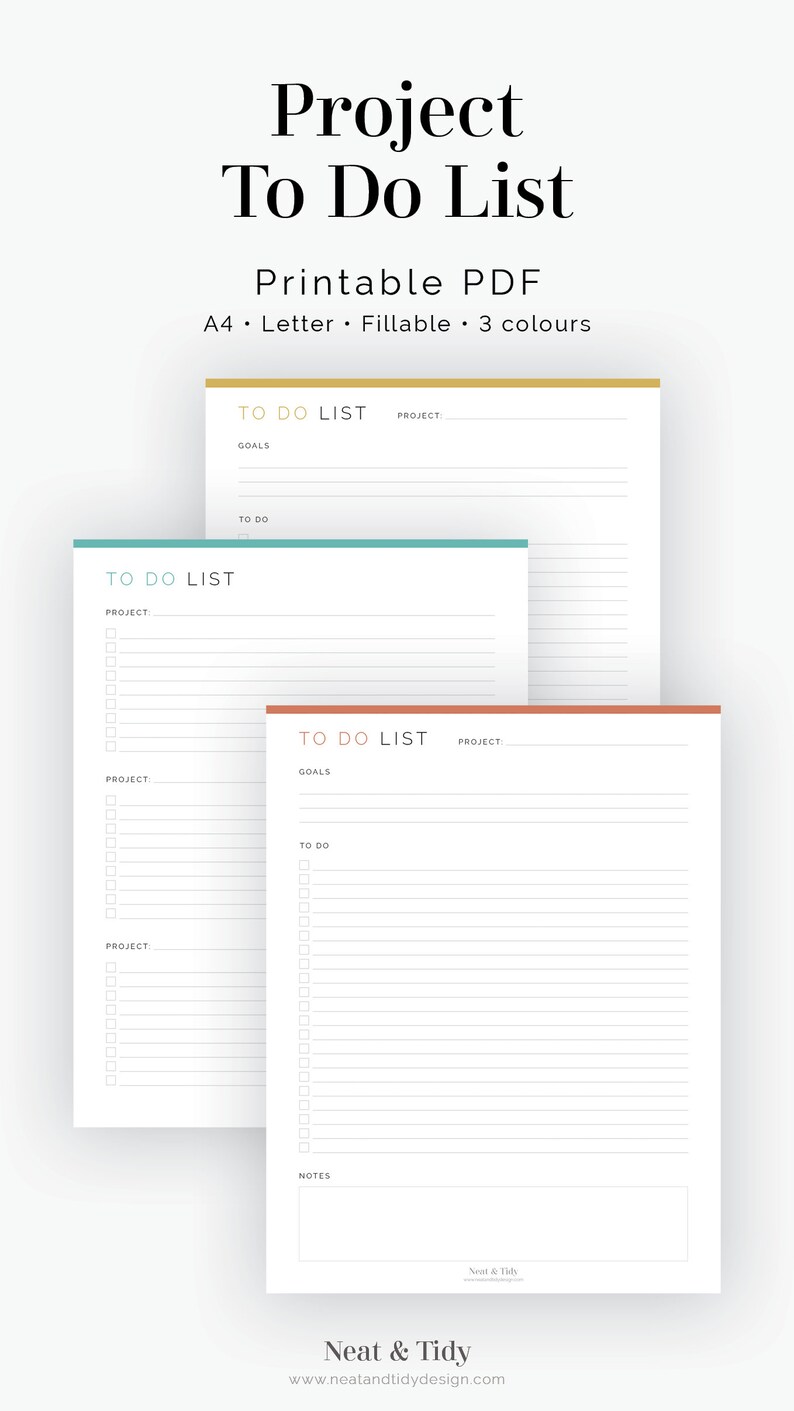 Project to Do List 2 Layouts Fillable Printable PDF - Etsy