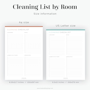 Cleaning Checklist by Room Fillable Printable PDF Household Binder, Cleaning Kit Instant Download image 4