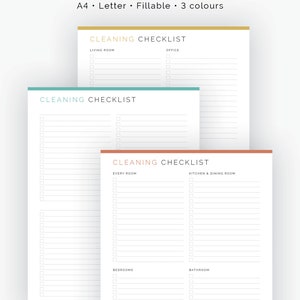 Cleaning Checklist by Room - Fillable - Printable PDF - Household ...
