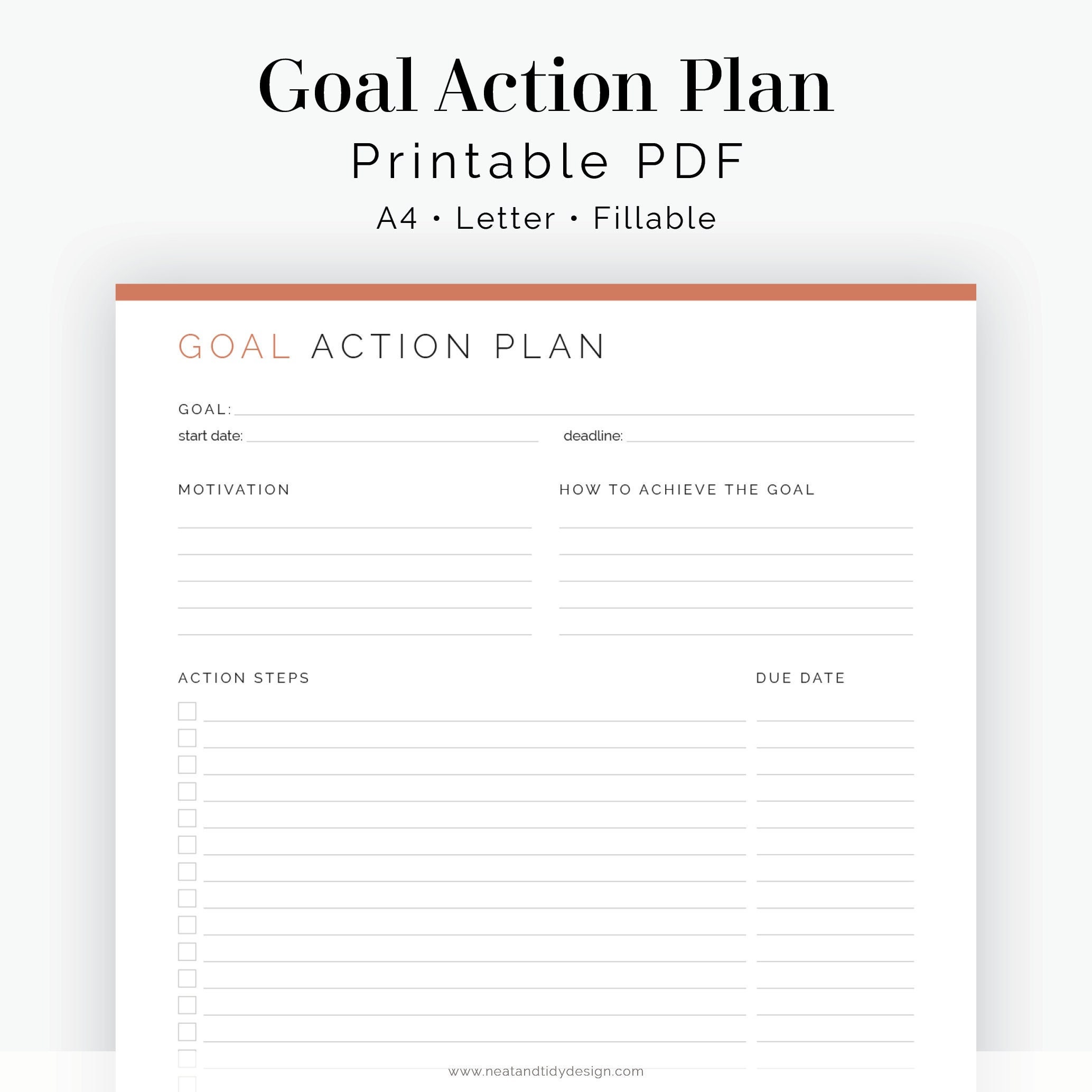 Goal Action Plan 2 Layouts Fillable Printable PDF New - Etsy Israel