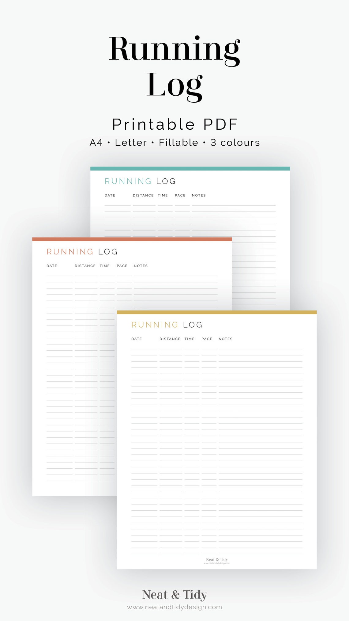 Running Log Fillable Printable PDF Fitness Tracker Etsy Canada