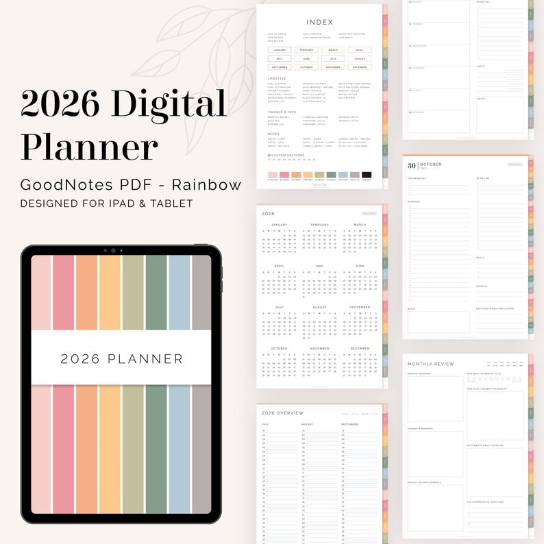 2026 Digital Hyperlinked Planner for Goodnotes & Notability | Dated ...