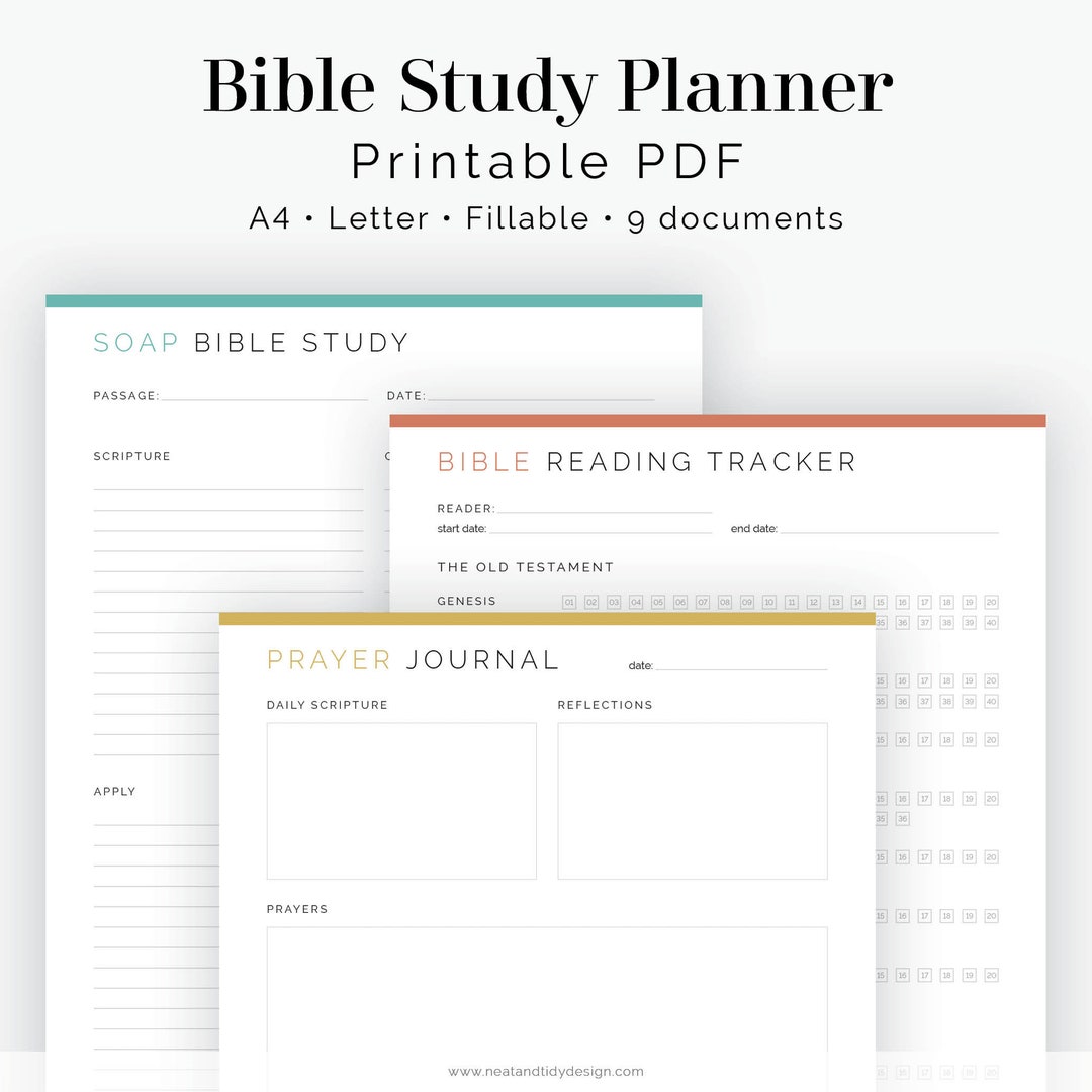 Bible Study Planner Kit (9 Documents) - Fillable - Printable PDF ...
