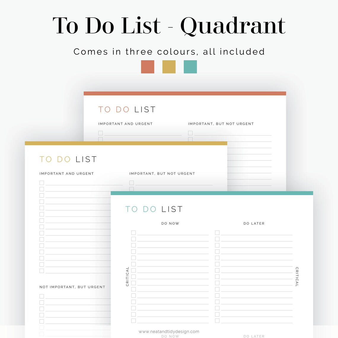 Quadrant to Do List 2 Layouts Fillable Printable PDF - Etsy