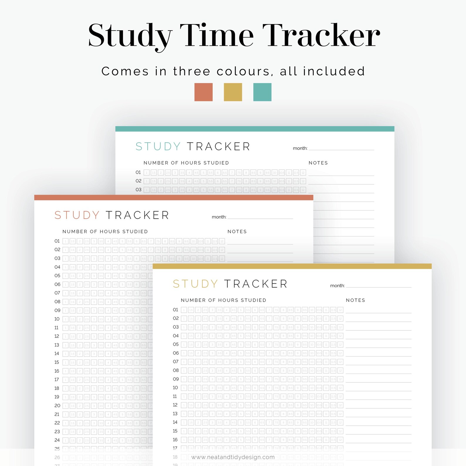 Study Time Tracker - Fillable - Printable PDF - Student Planner, High ...