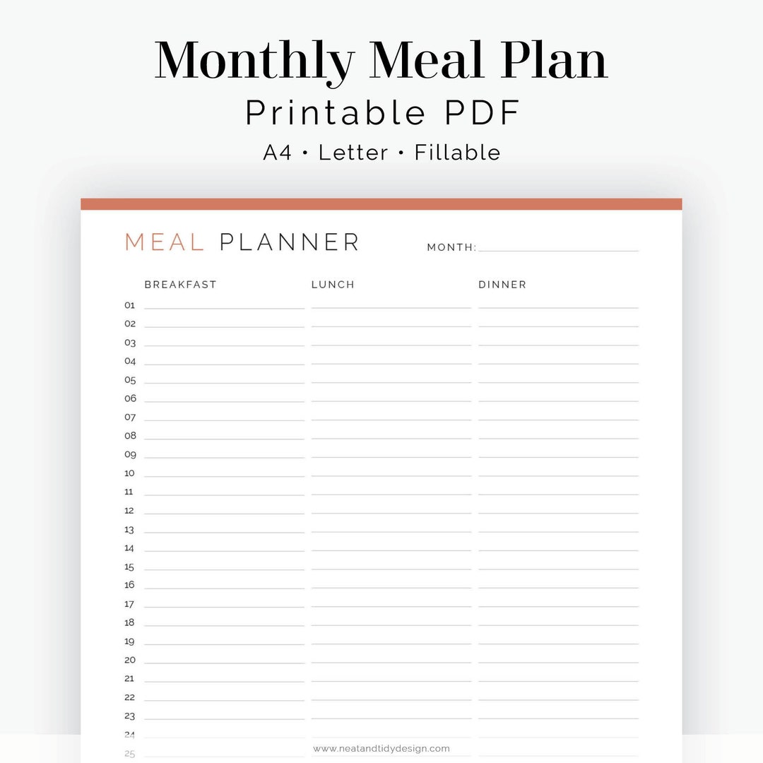 Monthly Meal Planner list View Fillable Printable PDF Meal Prep