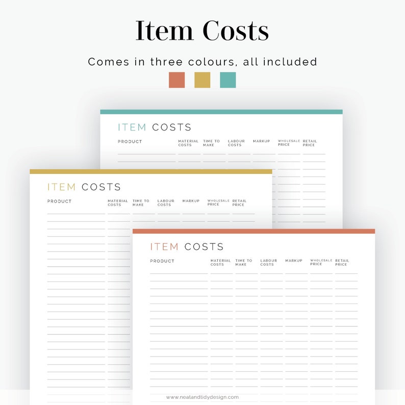 Item Cost Worksheet Fillable Printable PDF Business Planner Instant