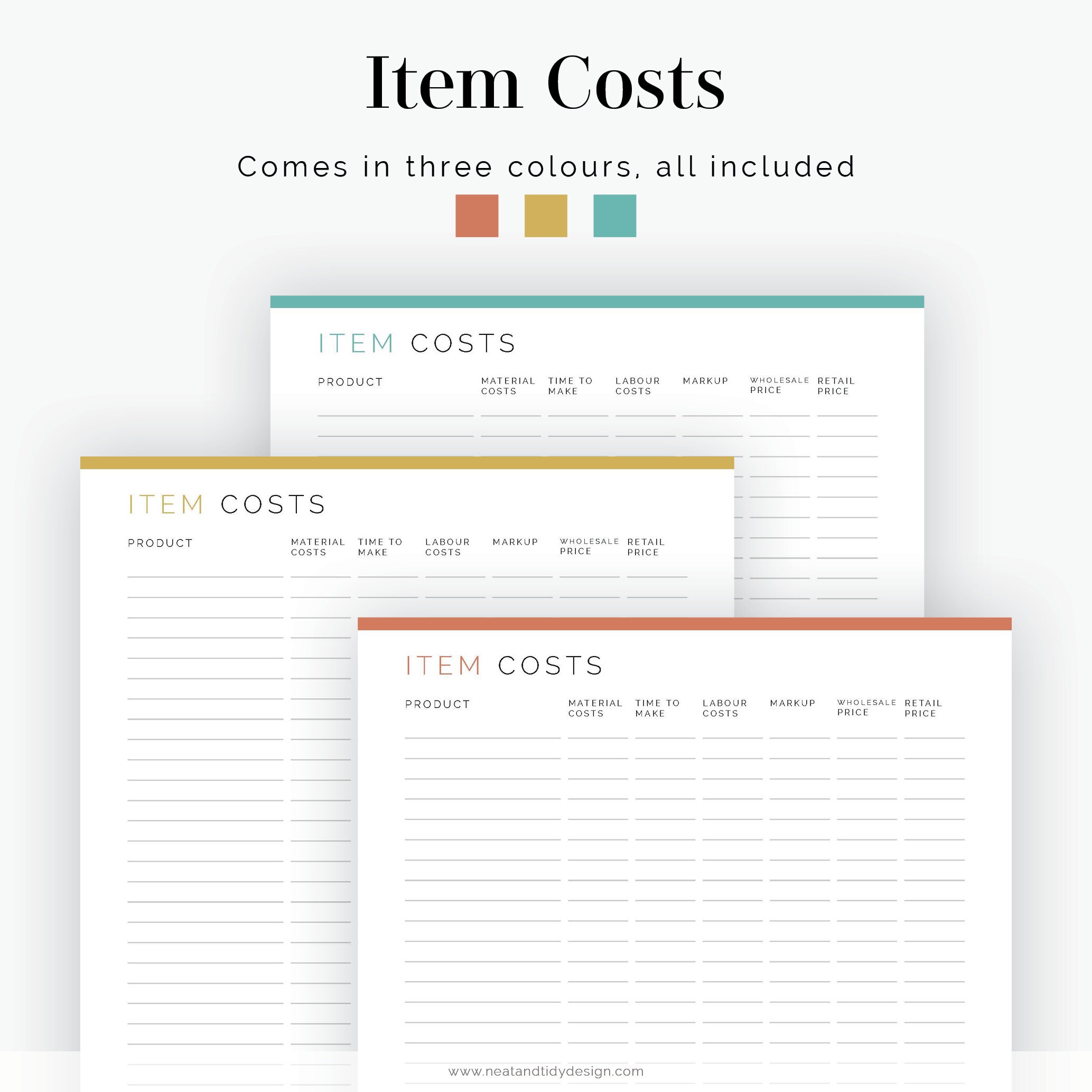 Item Cost Worksheet - Fillable - Printable PDF - Business Planner - Instant Download - Etsy