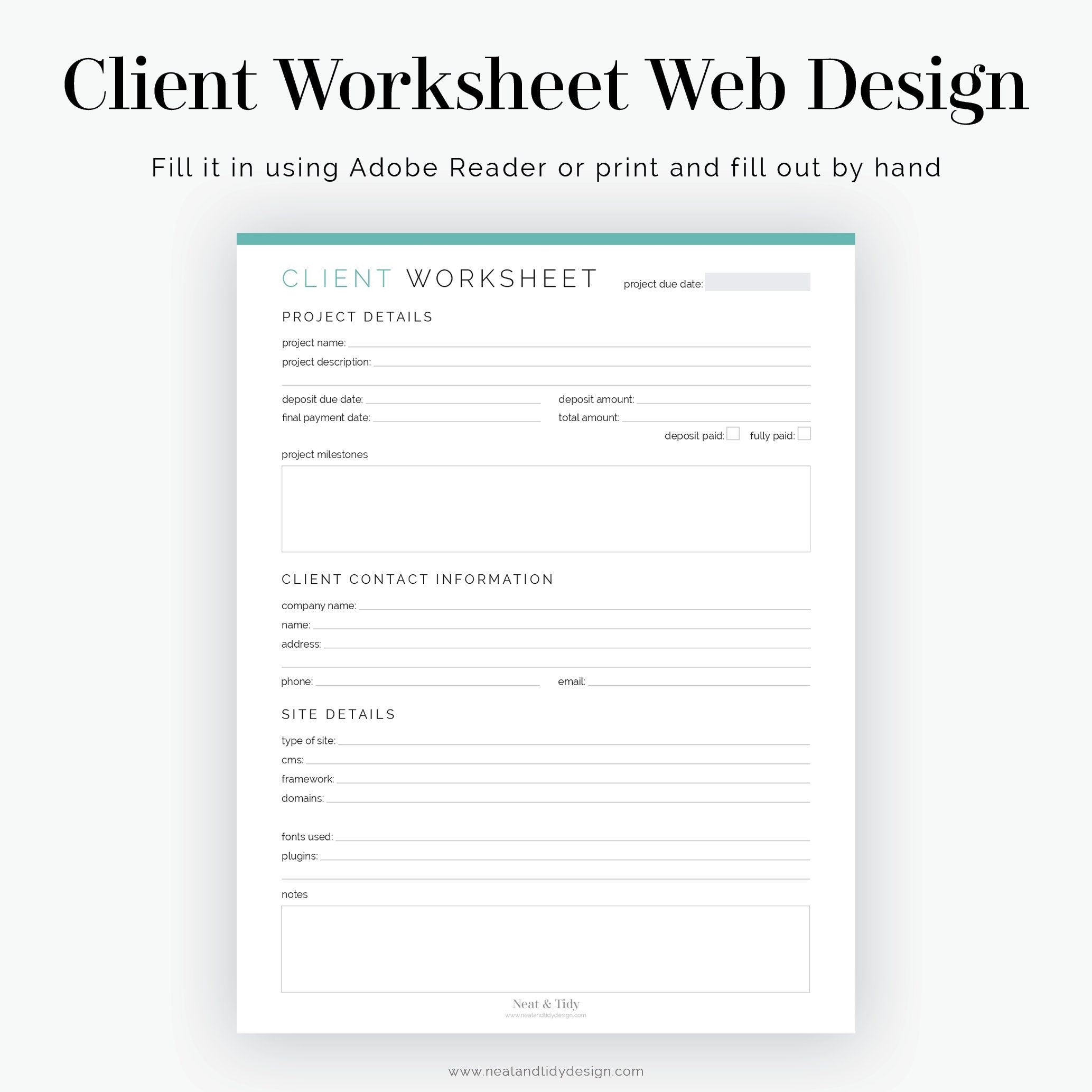Clienteling Worksheet Client Worksheet Web Design - Fillable - Printable PDF - Web Design ...
