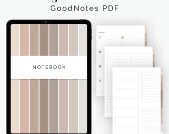 Digital Notebook for GoodNotes (Portrait) - Hyperlinked Tabs (8 tabs) - Digital Muted, Neutrals Flexible Notebook - Instant Download