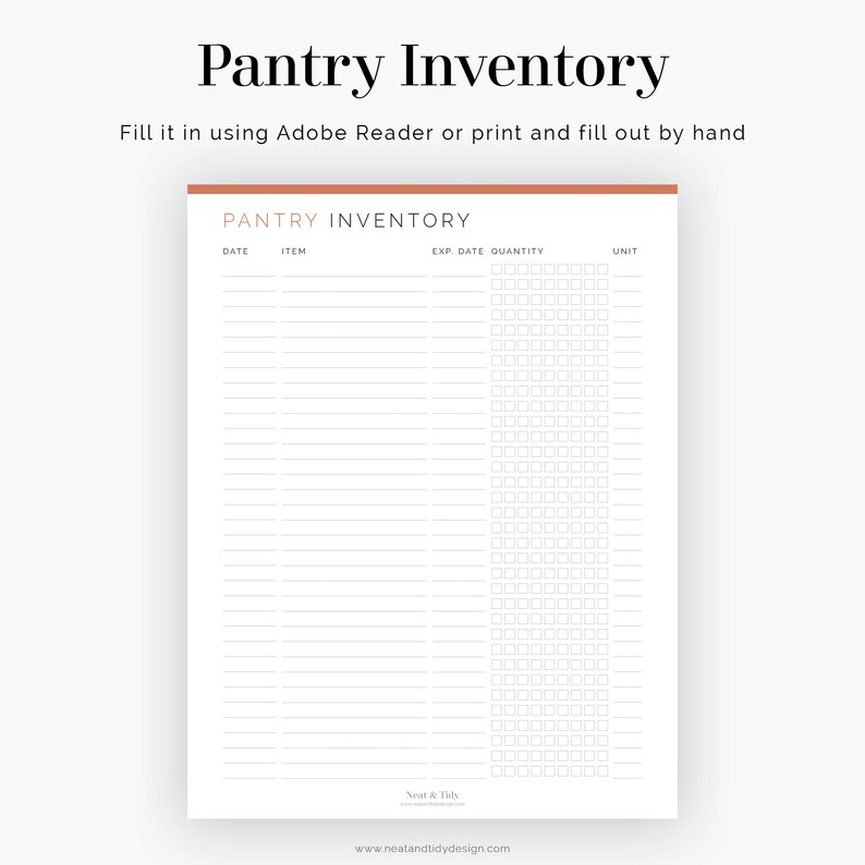 Pantry Inventory 2 Layouts Fillable Printable PDF Etsy