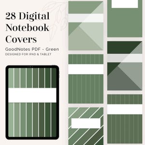 28 Cover Pages for Digital Planners & Notebooks (Green) - GoodNotes Cover, Notability Cover - Instant Download