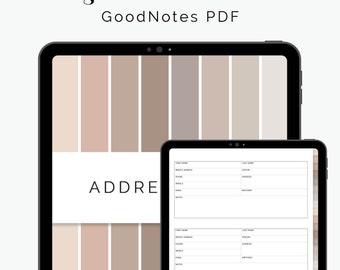 Digital Address Book for GoodNotes & Notability (Neutral) - Hyperlinked Digital Contact List, Address Phone Directory - Instant Download