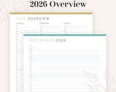 2026 Year Overview List | Printable and Fillable PDF | Time Management & Planner Template, 2026 Calendar PDF | Instant Download