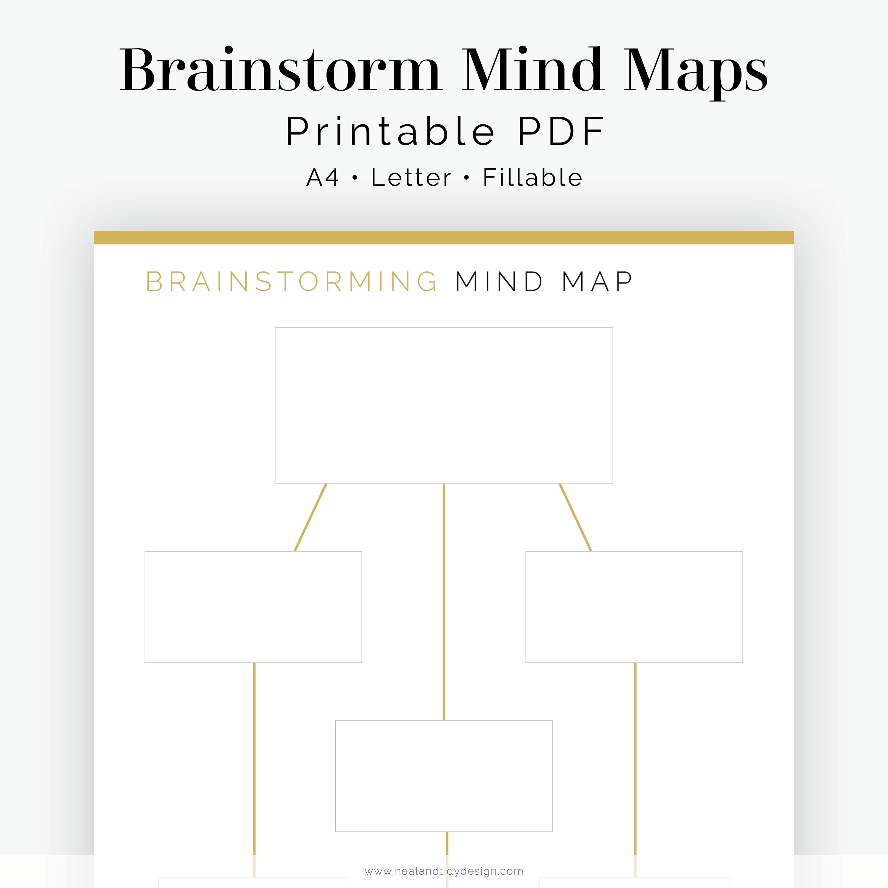 Brainstorming Mind Map Templates 3 Layouts Fillable Etsy UK